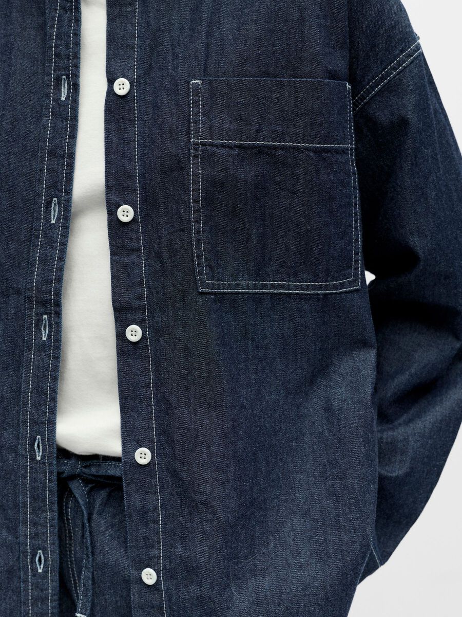 Carousel image - LONG-SLEEVED DENIM SHIRT, Dark Blue Denim | 5