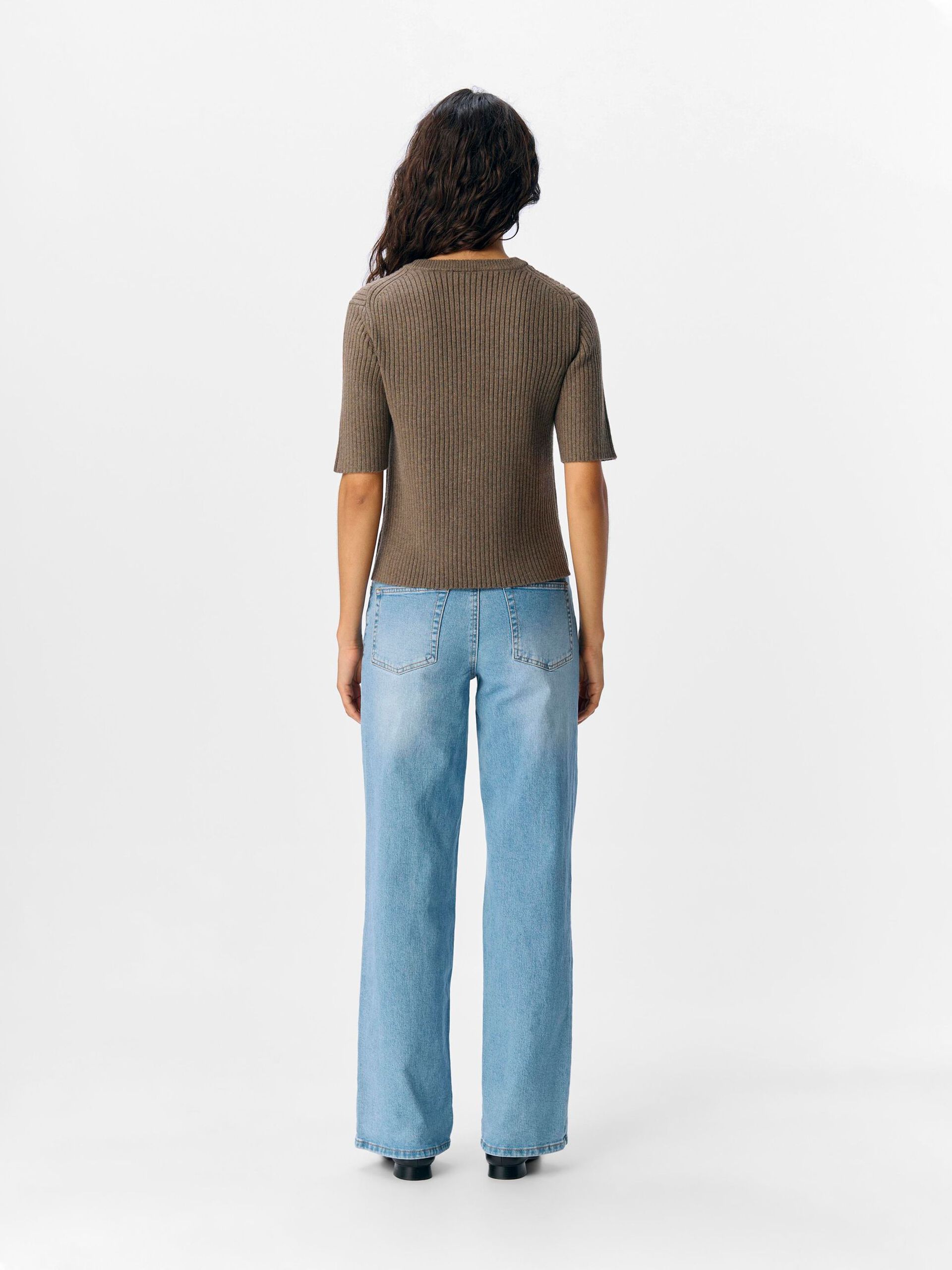 Carousel image - RIBBED KNITTED TOP, Morel | 3