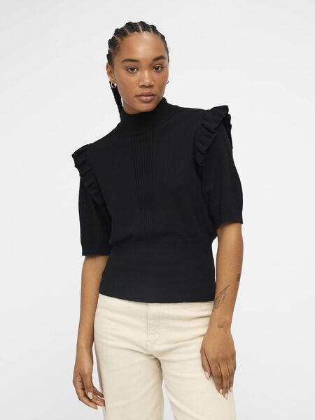 Object Collectors Item FRILLED KNITTED TOP, Black, highres - 23042268_Black_003.jpg