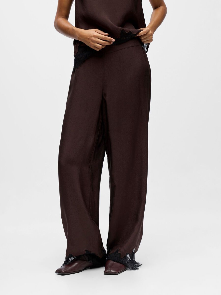 Product carousel image - LACE TROUSERS, Seal Brown | 1