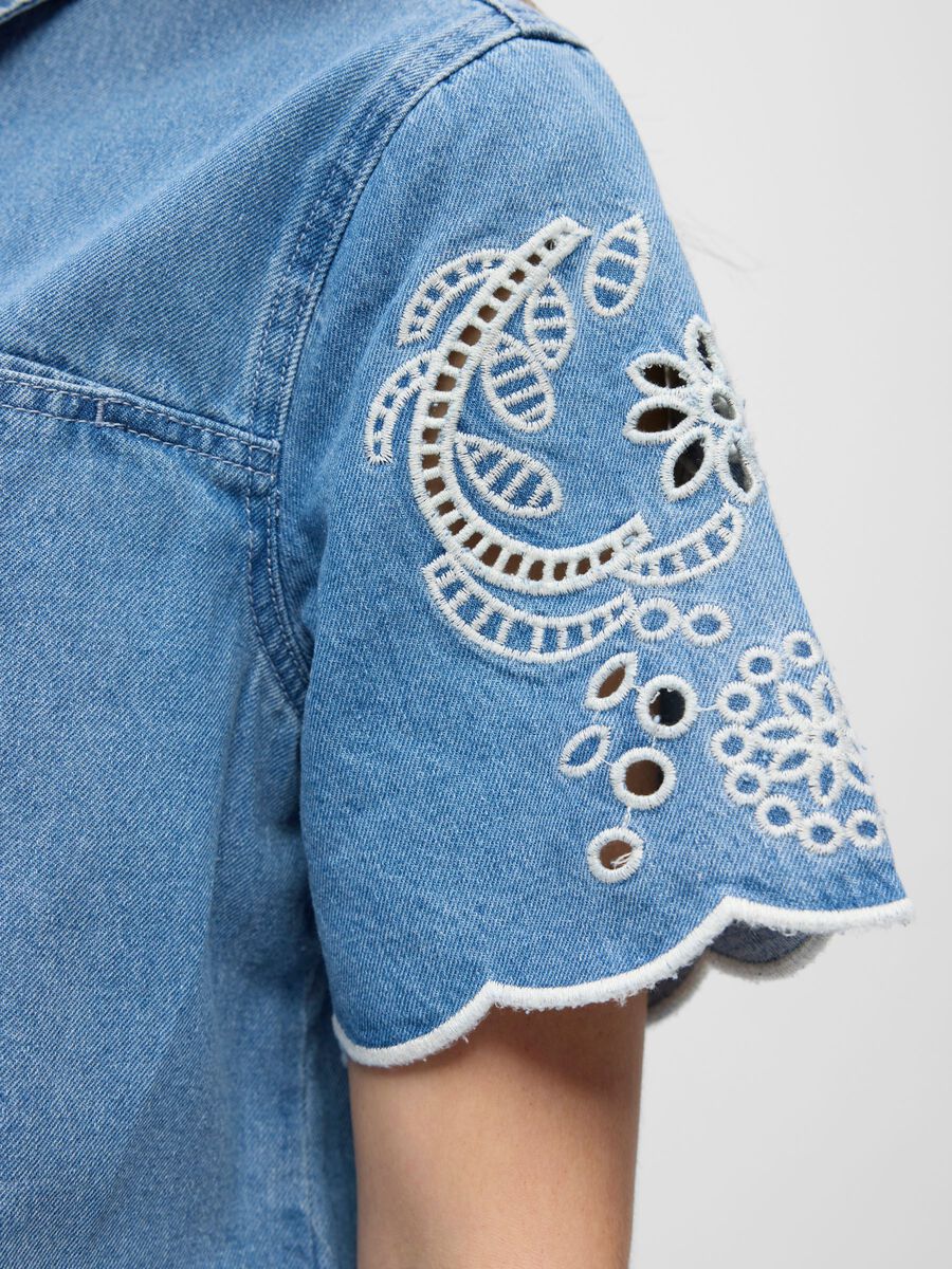 Carousel image - EMBROIDERED  DENIM SHIRT, Light Blue Denim | 5