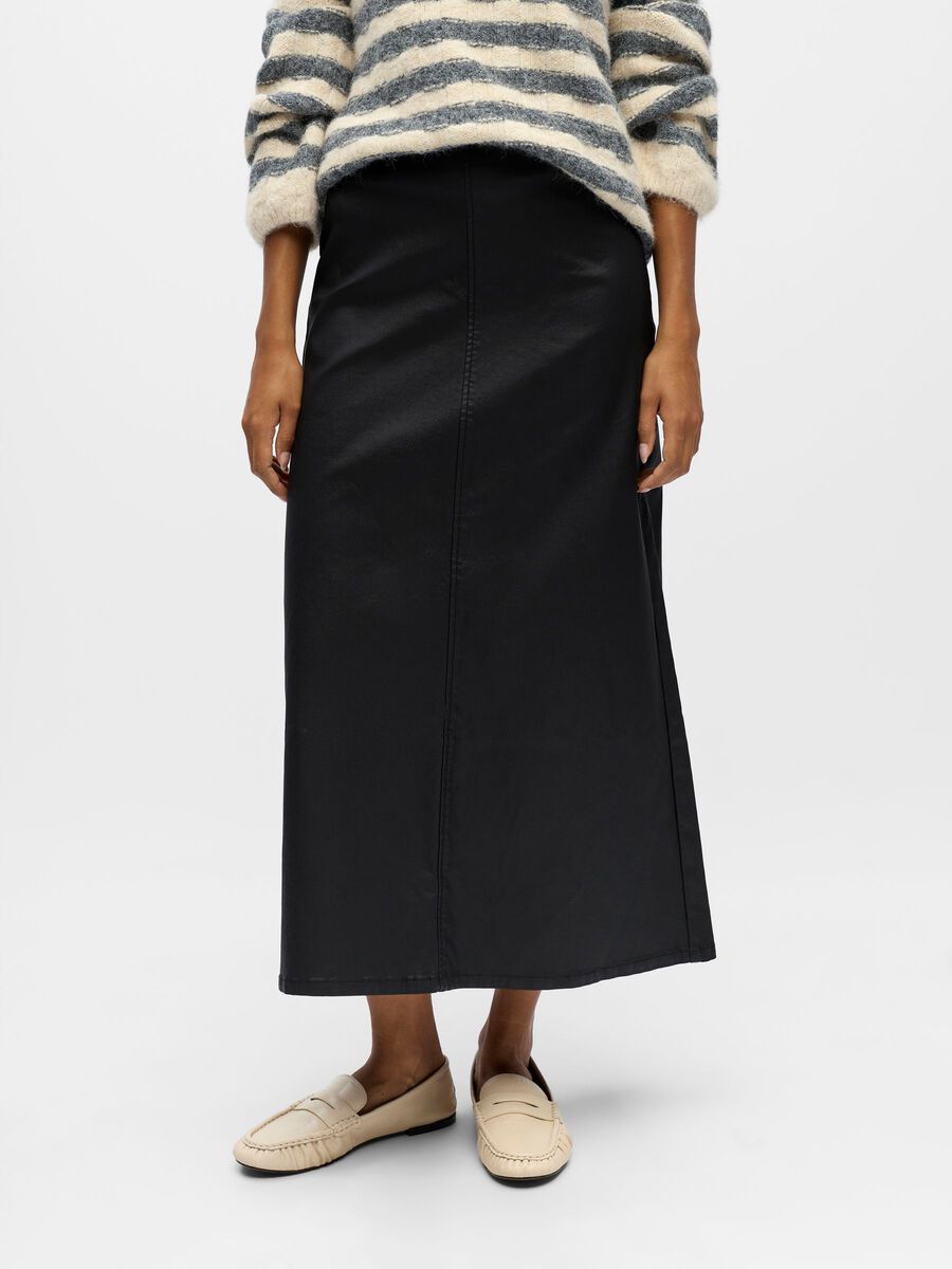 Carousel image - COATED MAXI SKIRT, Black | 2