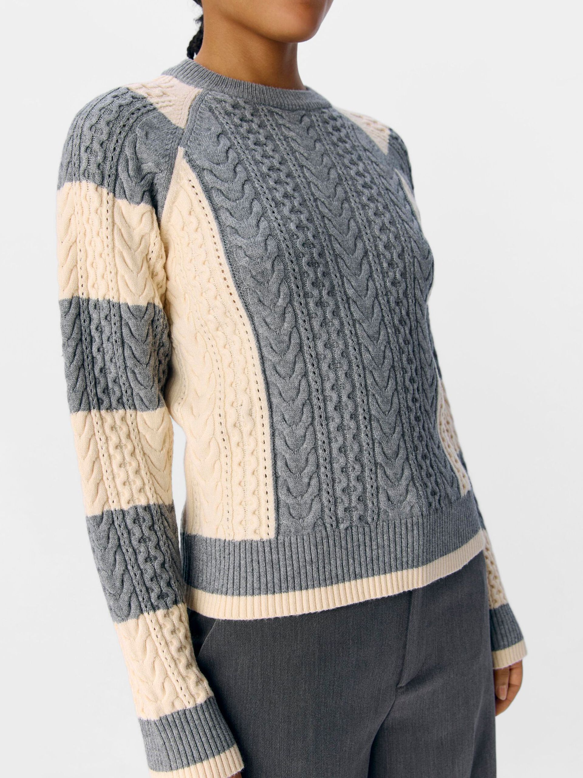 Carousel image - CABLE KNIT JUMPER, Medium Grey Melange | 5