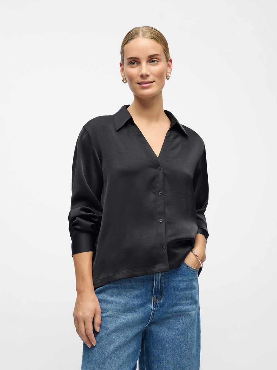 Carousel image - SATIN SHIRT, Black | 2