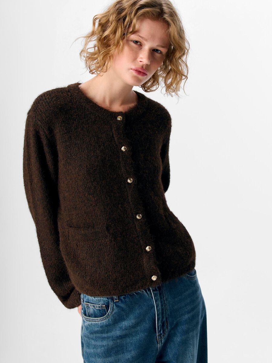 Carousel image - EN MAILLE CARDIGAN, Seal Brown | 6