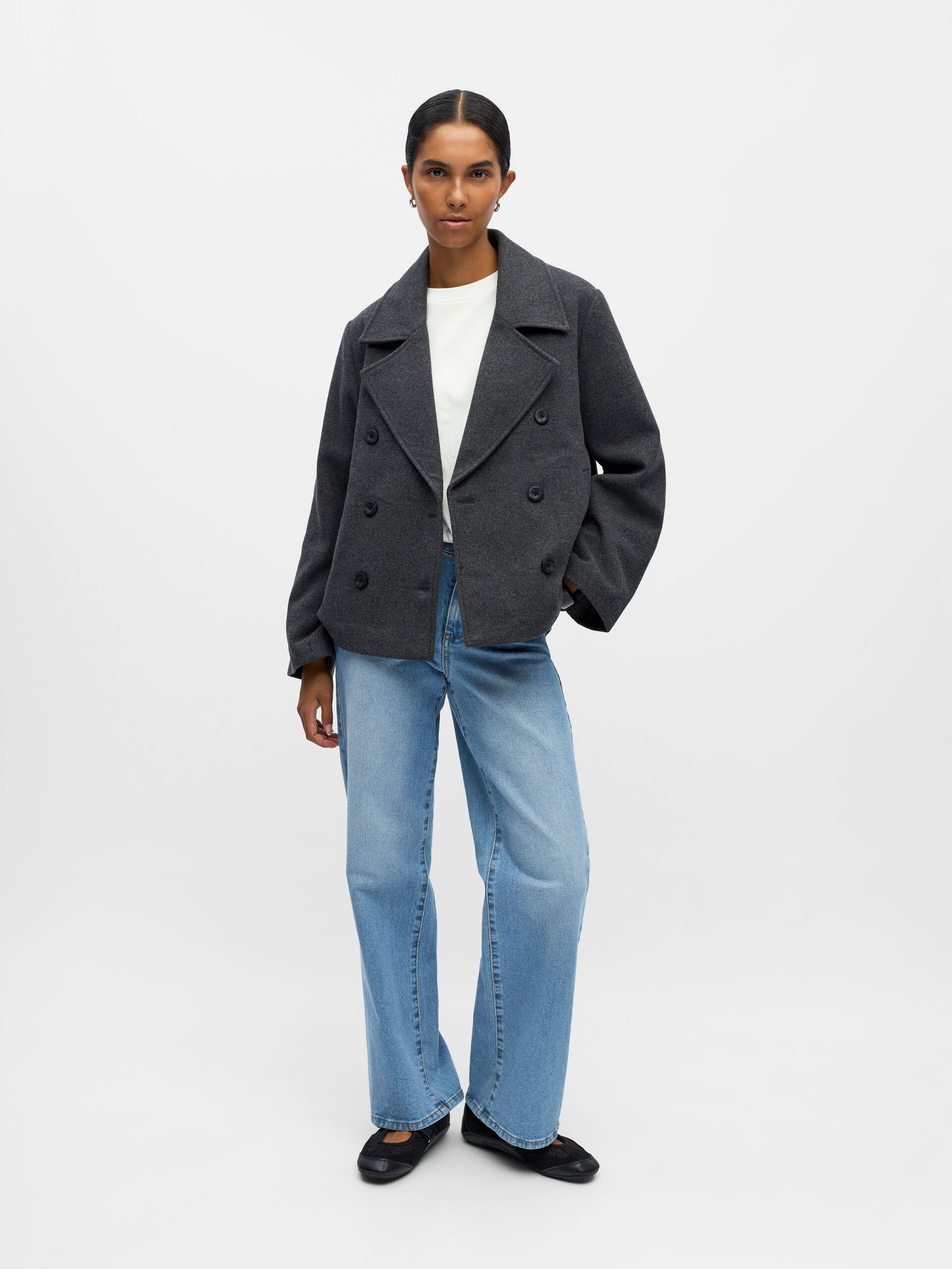 Carousel image - OBJKEILY SHORT JACKET, Dark Grey Melange | 4
