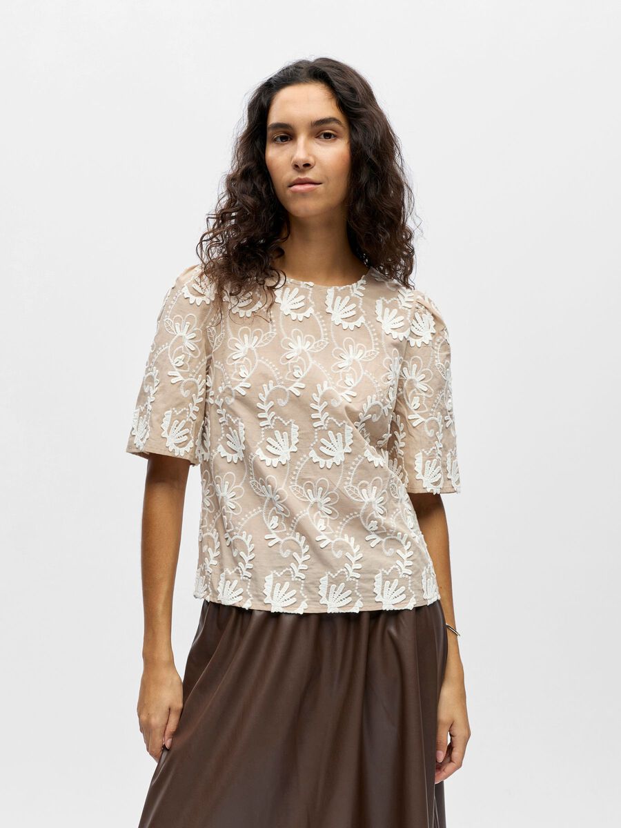 Product carousel image - EMBROIDERED BLOUSE, Humus | 1