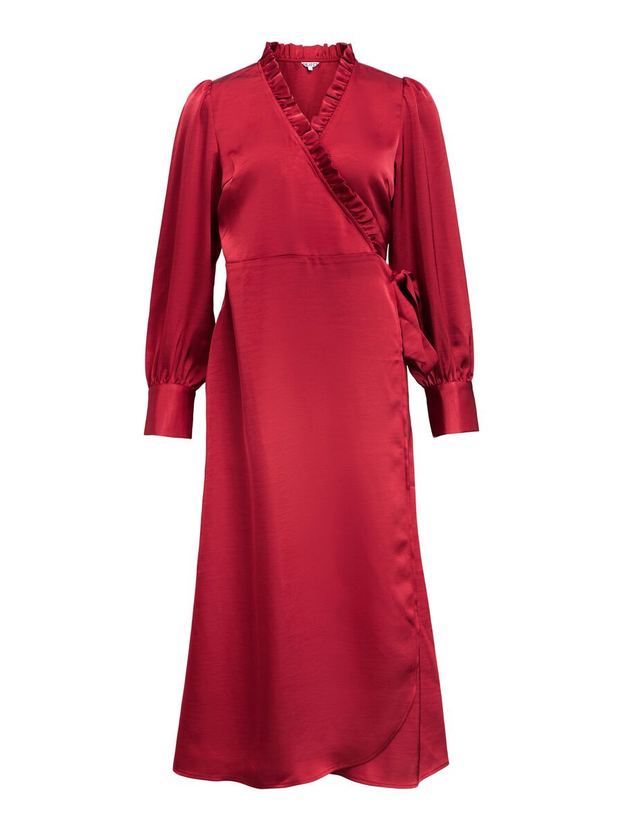Carousel image - MAXI LENGTH WRAP DRESS, Karanda Red | 1