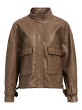 Product image thumbnail - PU-BELAGT BIKERJAKKE, Morel | 1