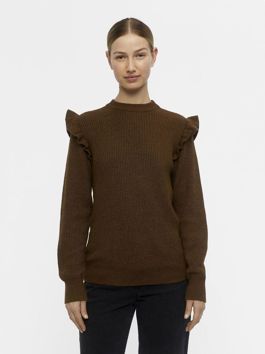 Object Collectors Item RUFFLED KNITTED PULLOVER, Dark Earth, highres - 23039233_DarkEarth_951593_003.jpg