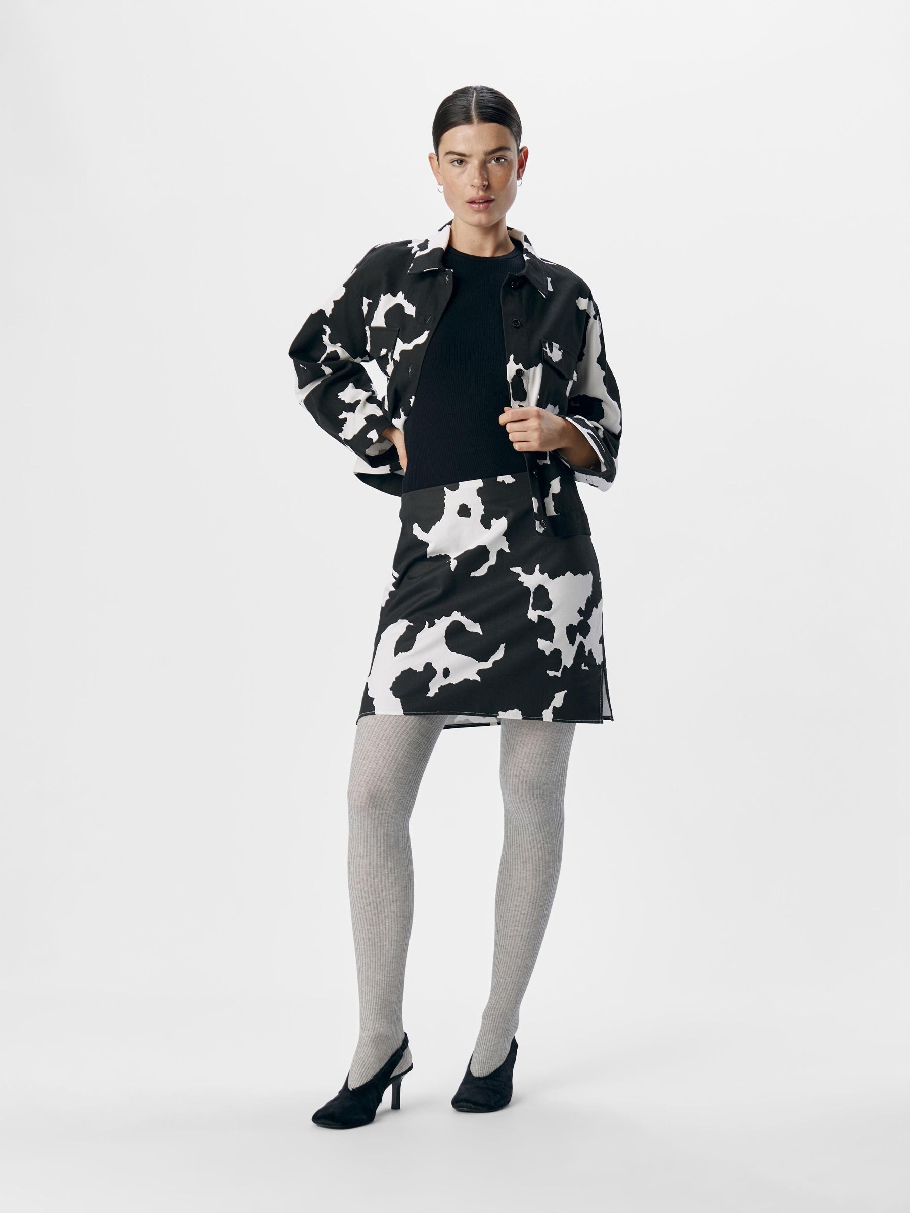 COW PRINT DENIM SKIRT Brown .OBJECT CI UK