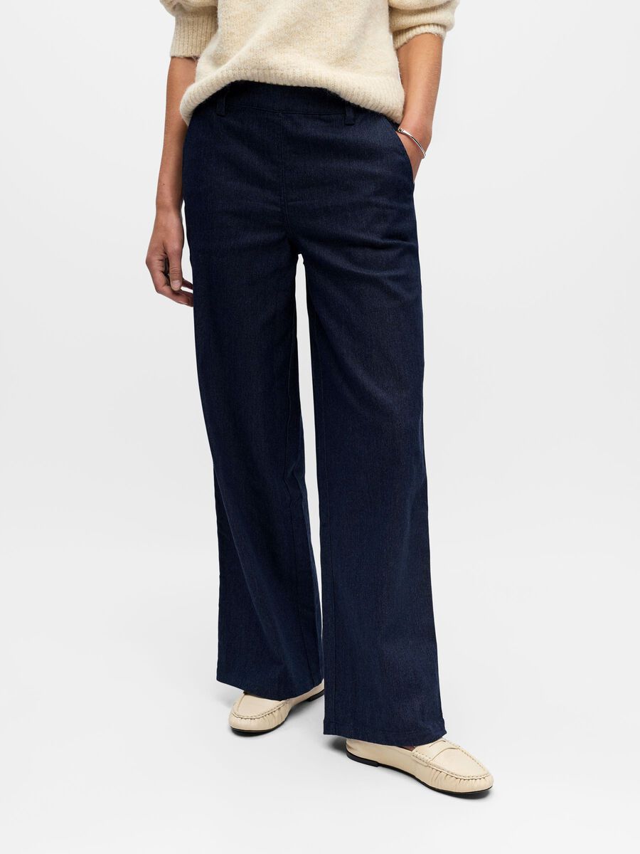 Carousel image - EN DENIM PANTALON À JAMBE AMPLE, Dark Blue Denim | 2