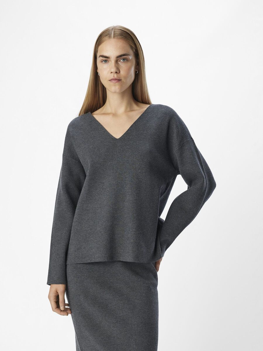 OBJECT V-AUSSCHNITT STRICKPULLOVER, Dark Grey Melange, highres - 23044288_DarkGreyMelange_1135804_003.jpg