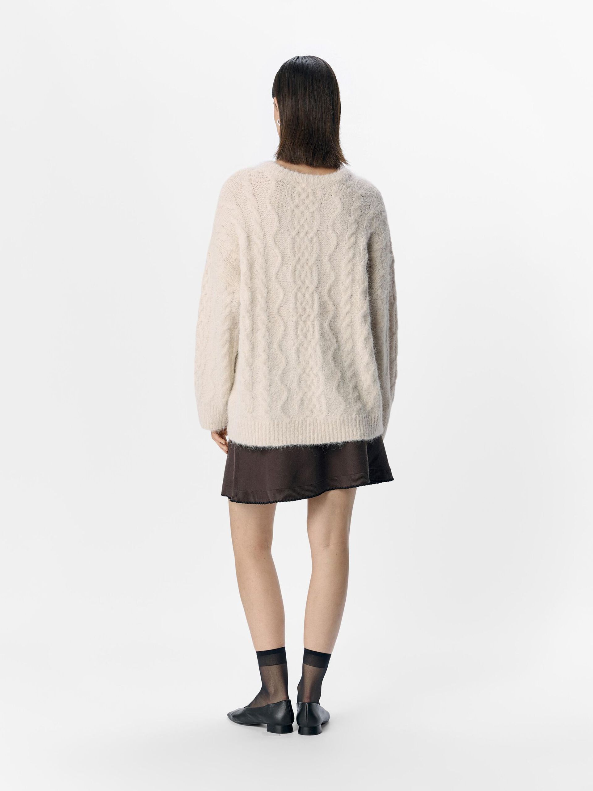 Carousel image - CABLE KNIT PULLOVER, White Sand | 3