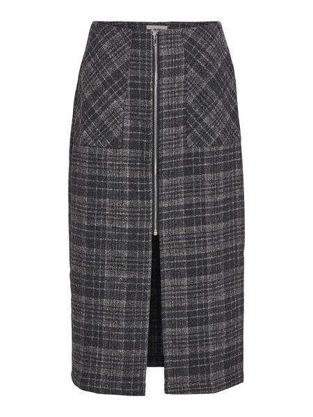 Object Collectors Item CHECKED MIDI SKIRT, Dark Grey Melange, highres - 23044281_DarkGreyMelange_1106692_001.jpg