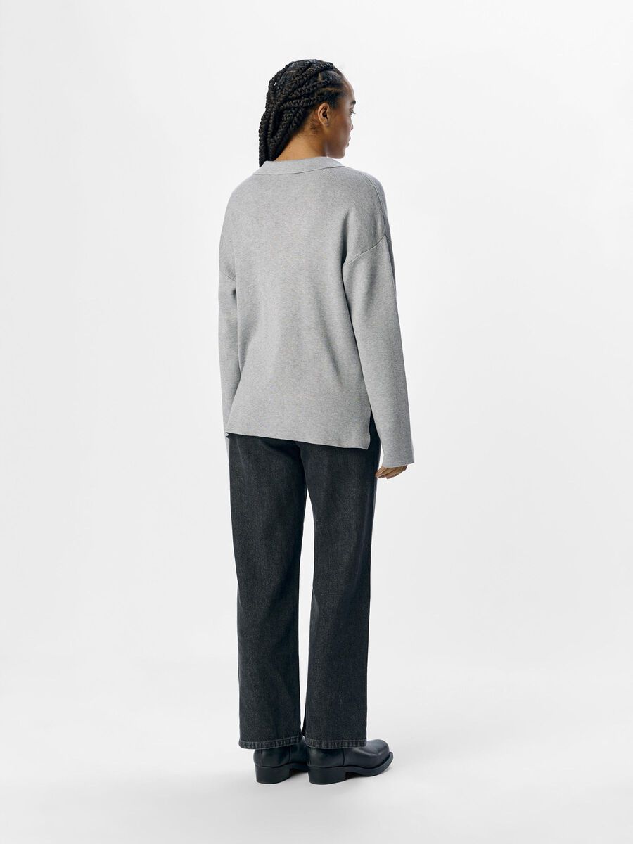 OBJECT KNITTED POLO SHIRT, Light Grey Melange, highres - 23045699_LightGreyMelange_004.jpg