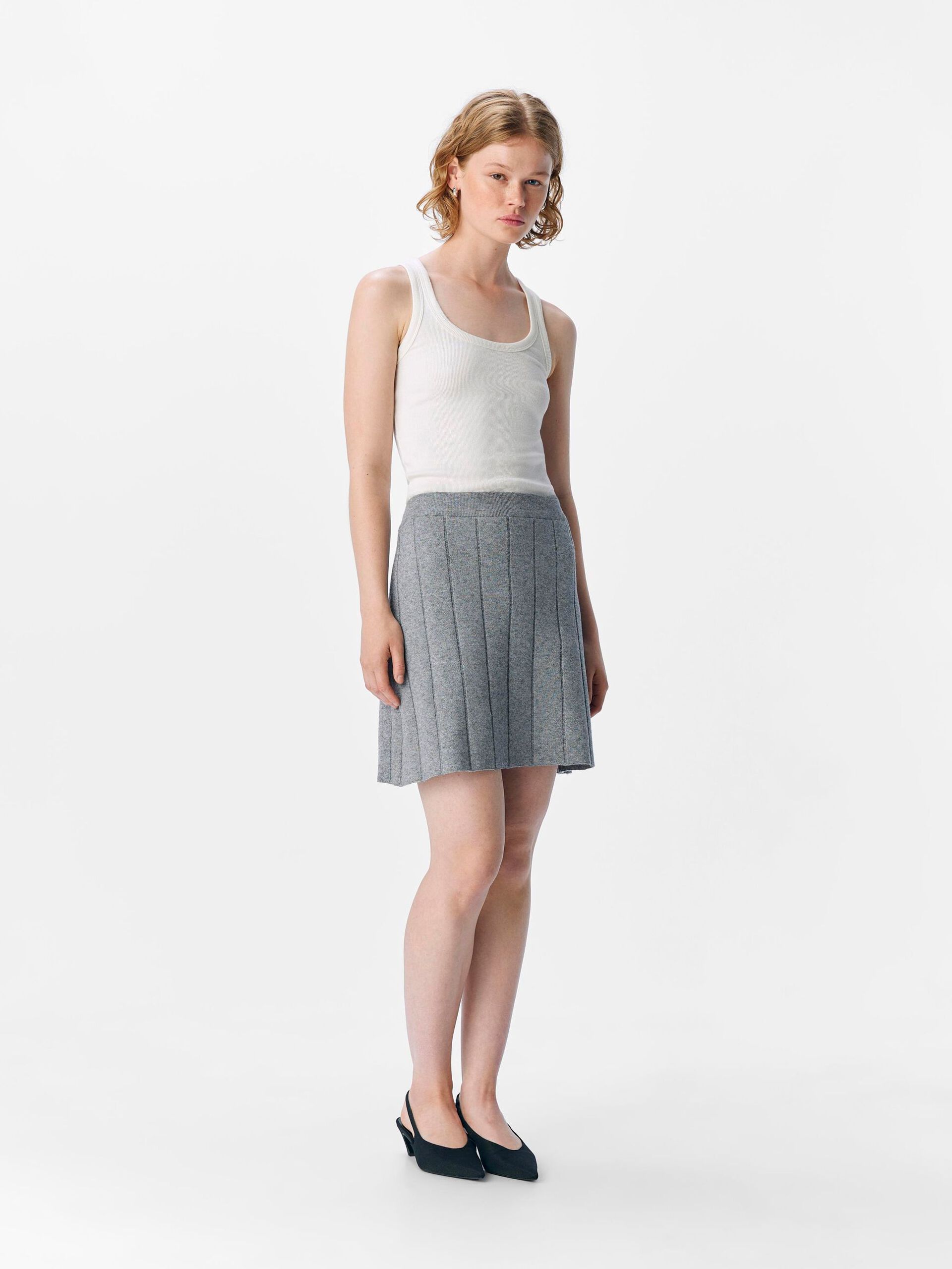 Carousel image - KNITTED MINI SKIRT, Medium Grey Melange | 4