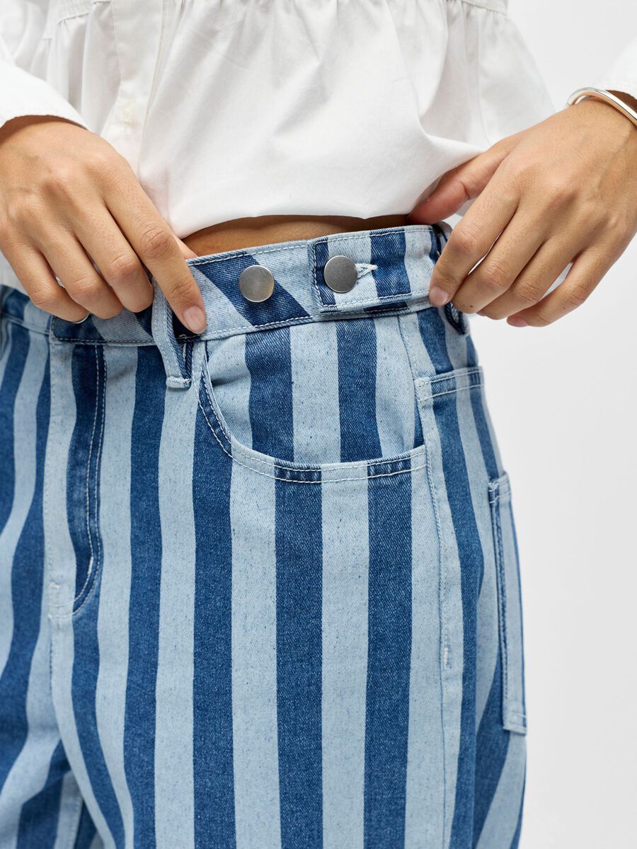 Carousel image - GESTREEPT WIDE LEG JEANS, Light Blue Denim | 5