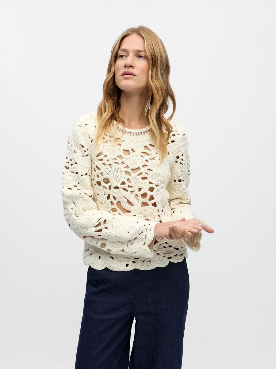 Product carousel image - CROCHET PULLOVER, Cloud Dancer | 1