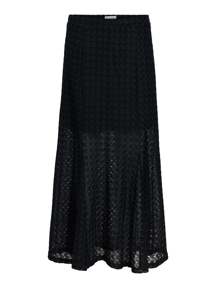 Product carousel image - TEXTURED LACE MAXI SKIRT, Black | 2