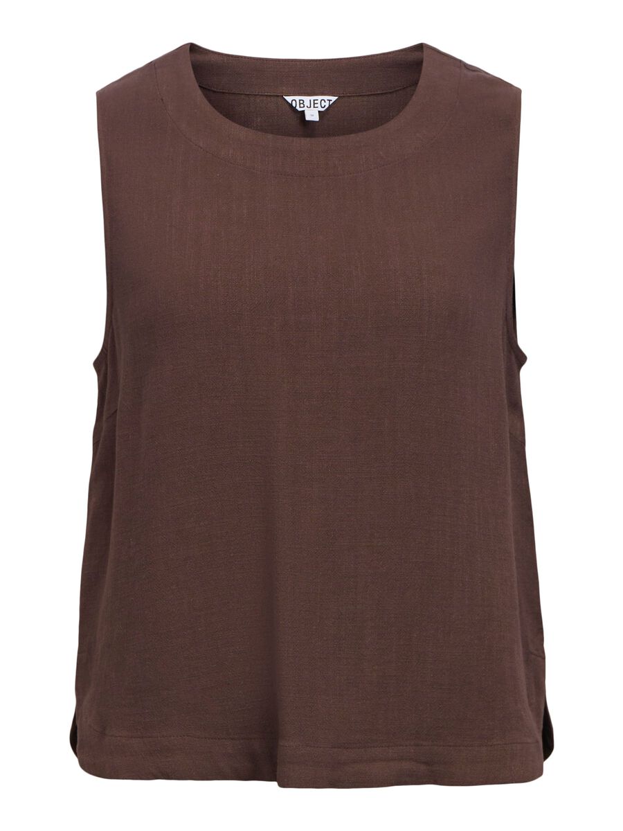 Product carousel image - ROUND NECK TANK TOP, Seal Brown | 2