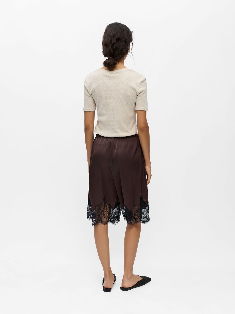 Carousel image - SATIN LACE BERMUDA SHORTS, Seal Brown | 3