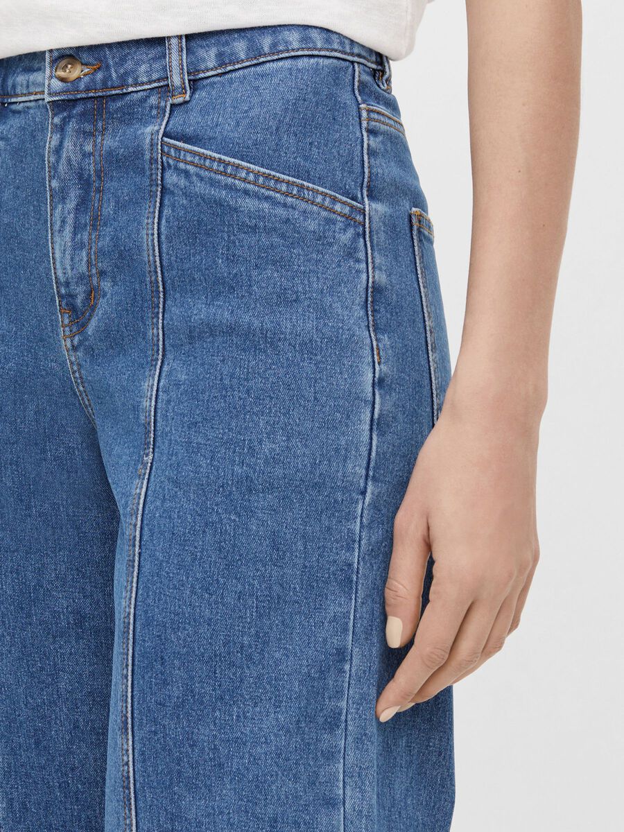 Carousel image - WIDE LEG HIGH WAISTED JEANS, Medium Blue Denim | 5