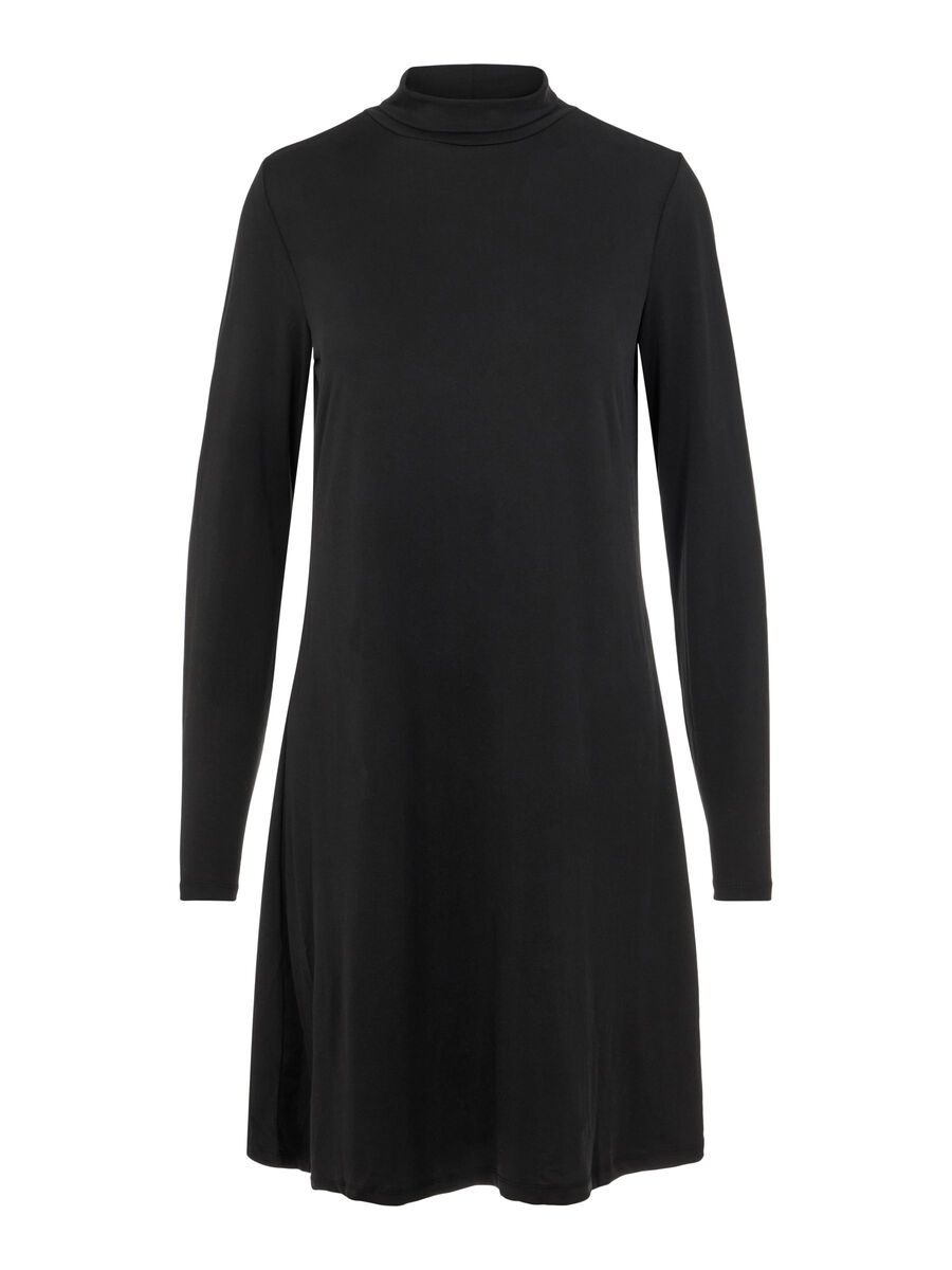 HIGH NECK MINI DRESS, Black, highres