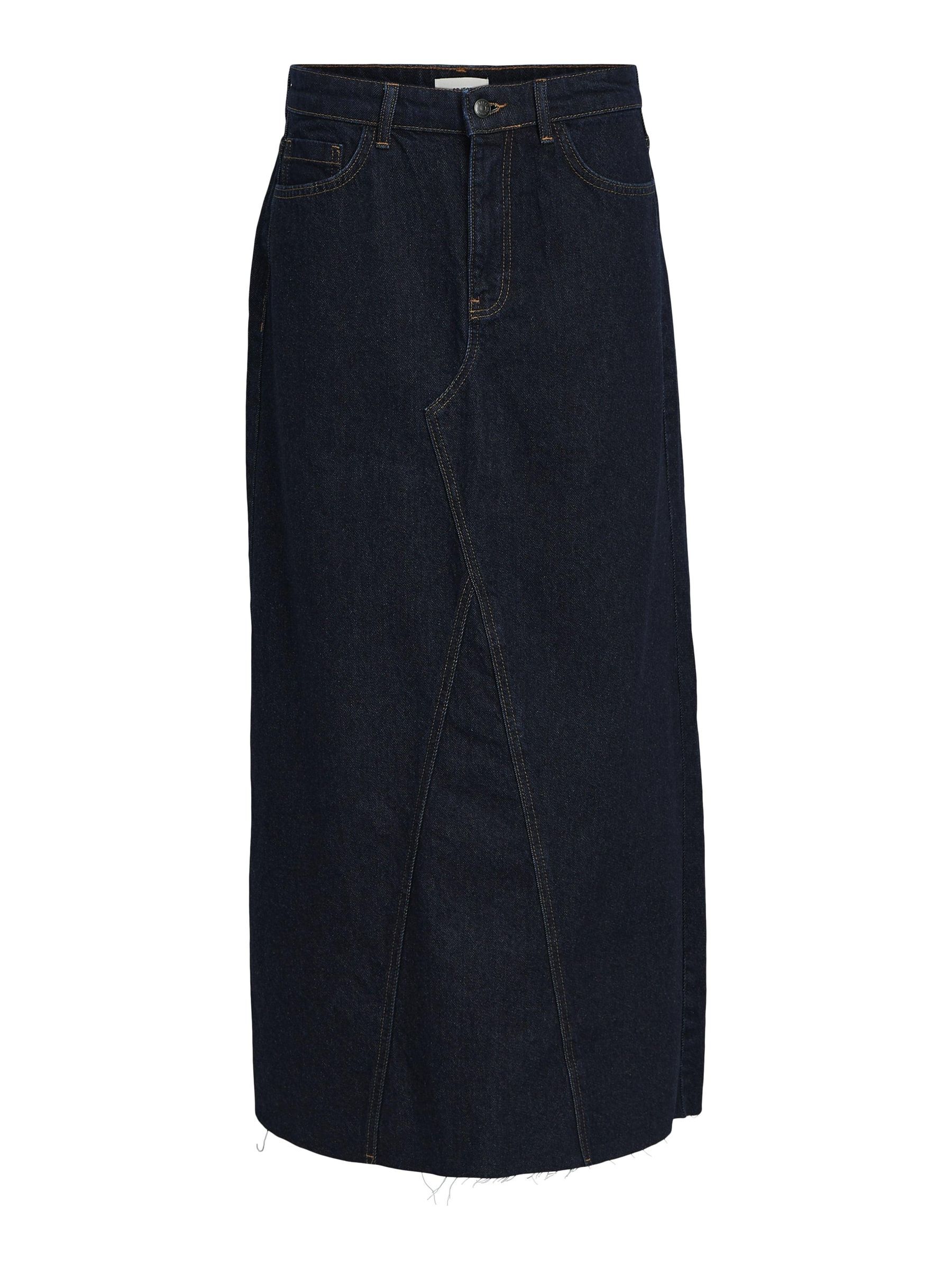 Black denim skirt with buttons top