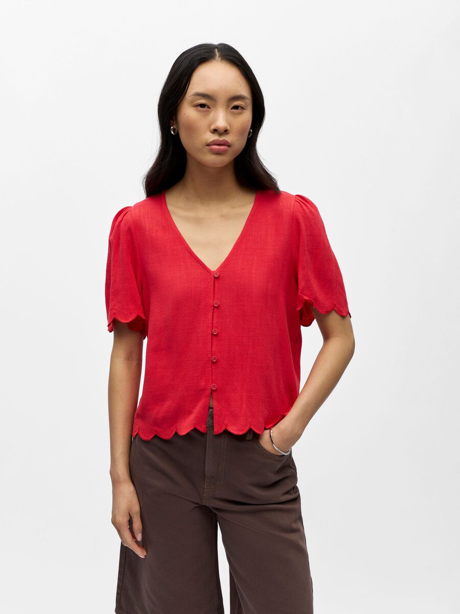 Product carousel image - V-NECK BLOUSE, Poinsettia | 1