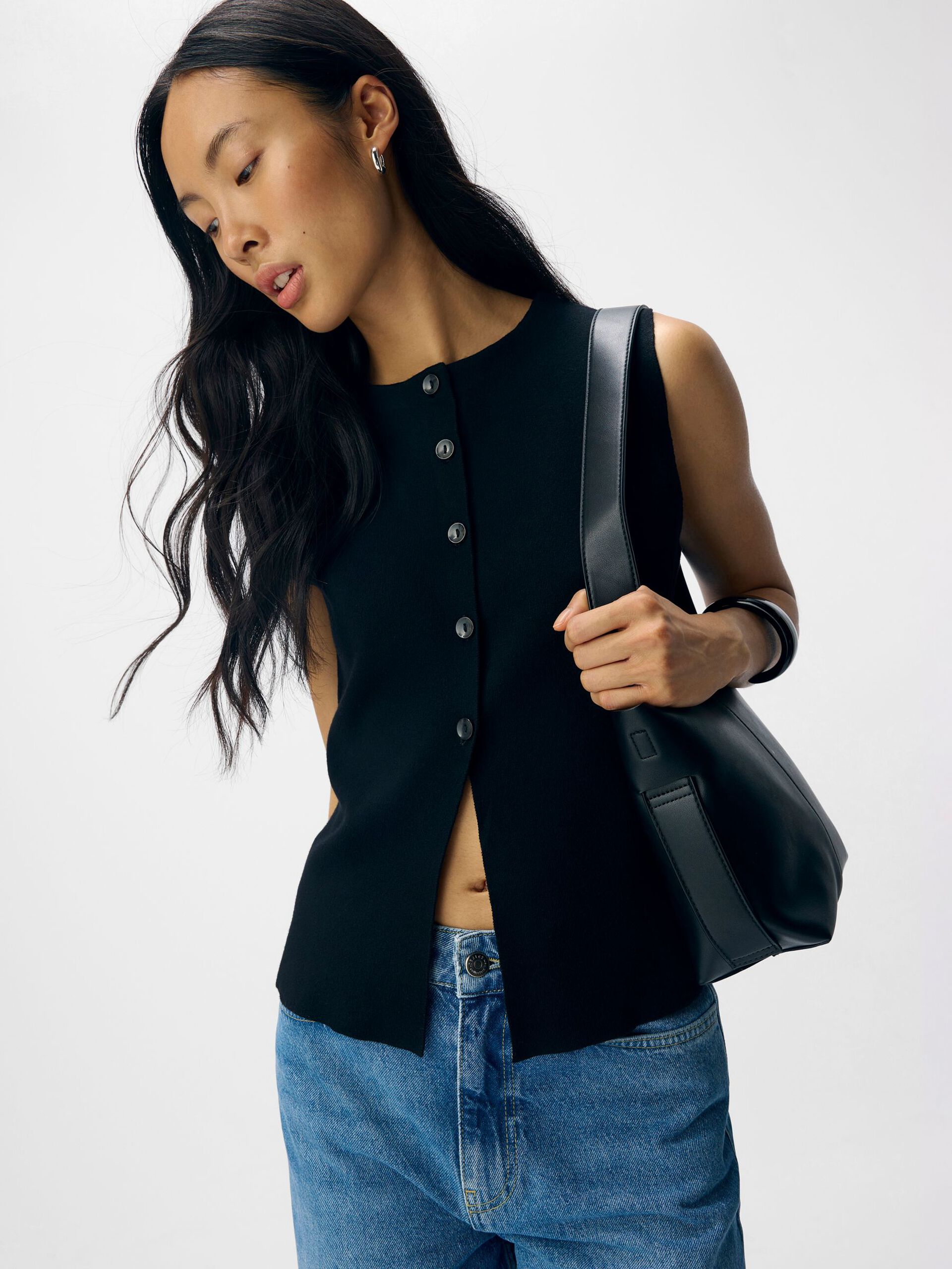 Carousel image - KNITTED VEST, Black | 6