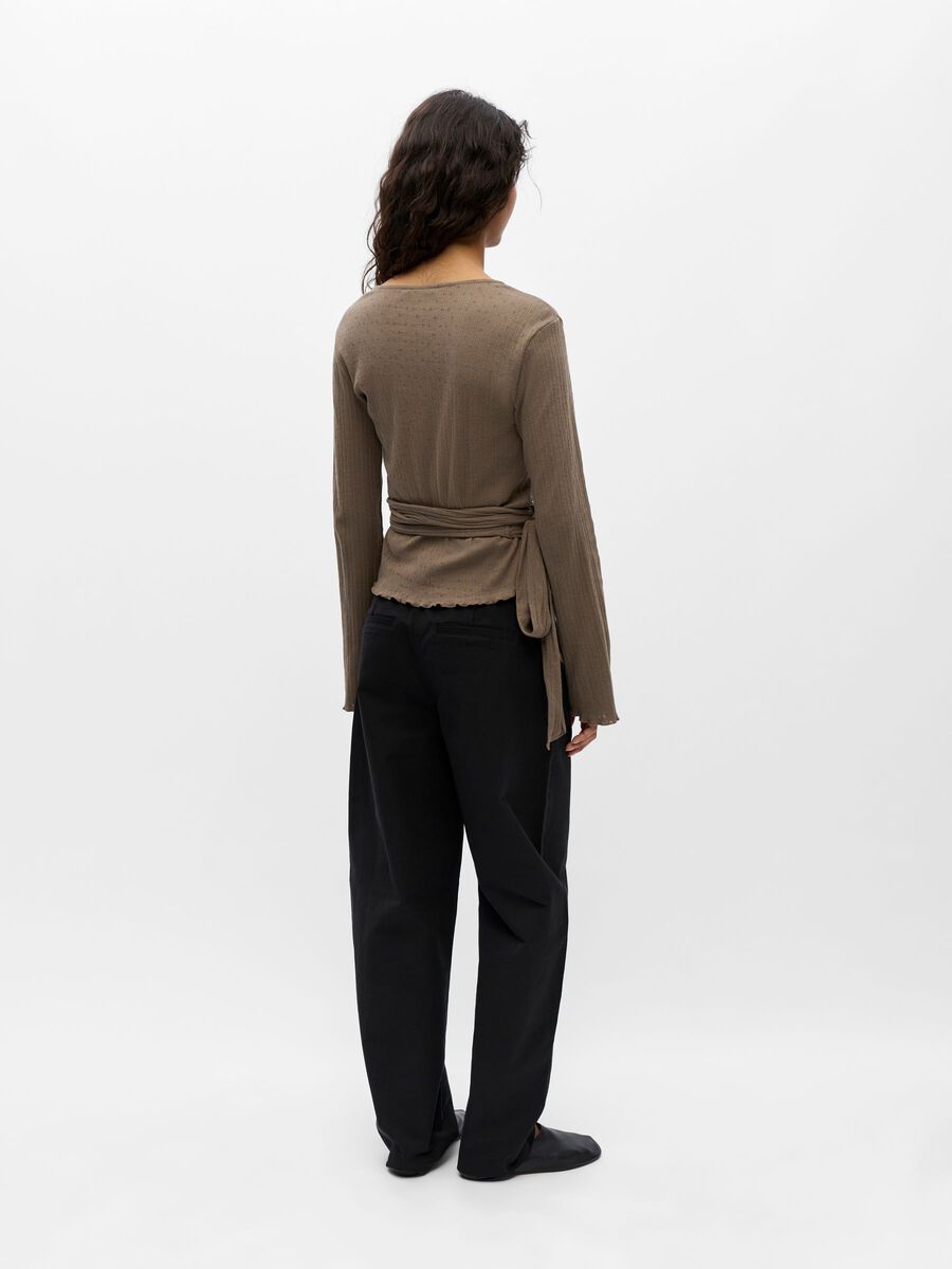Product carousel image - RIBBED WRAP CARDIGAN, Morel | 2