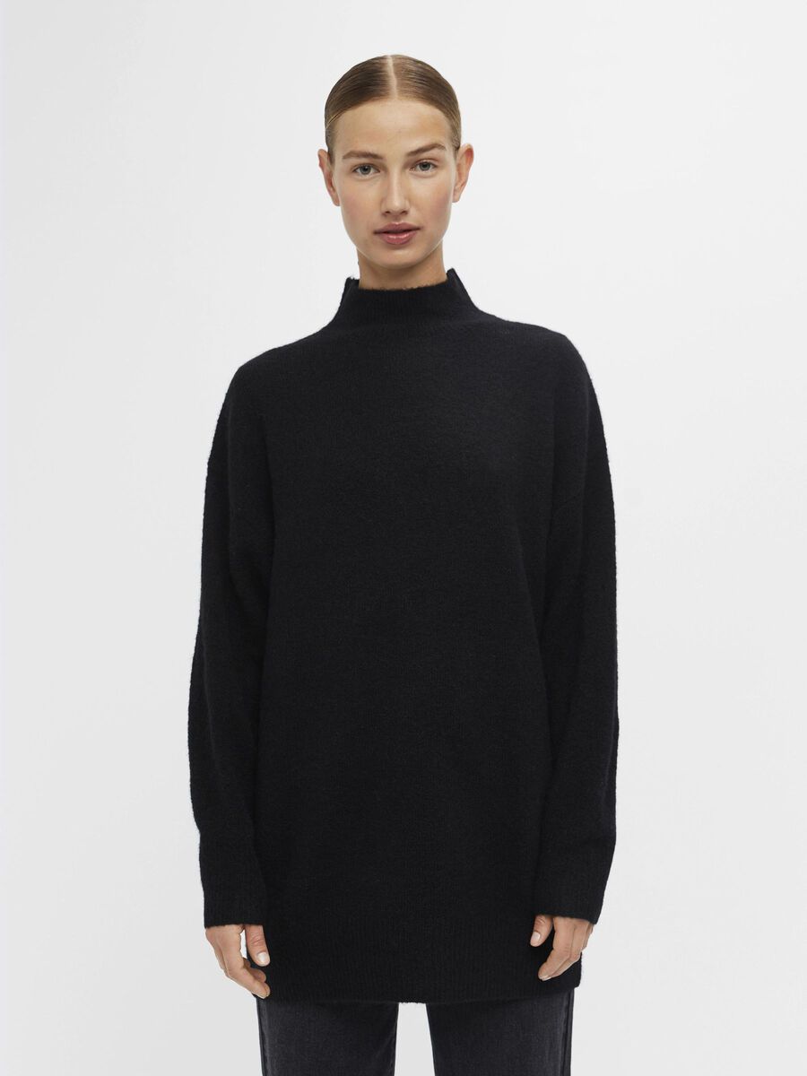 Object Collectors Item LONGLINE KNITTED PULLOVER, Black, highres - 23039258_Black_003.jpg