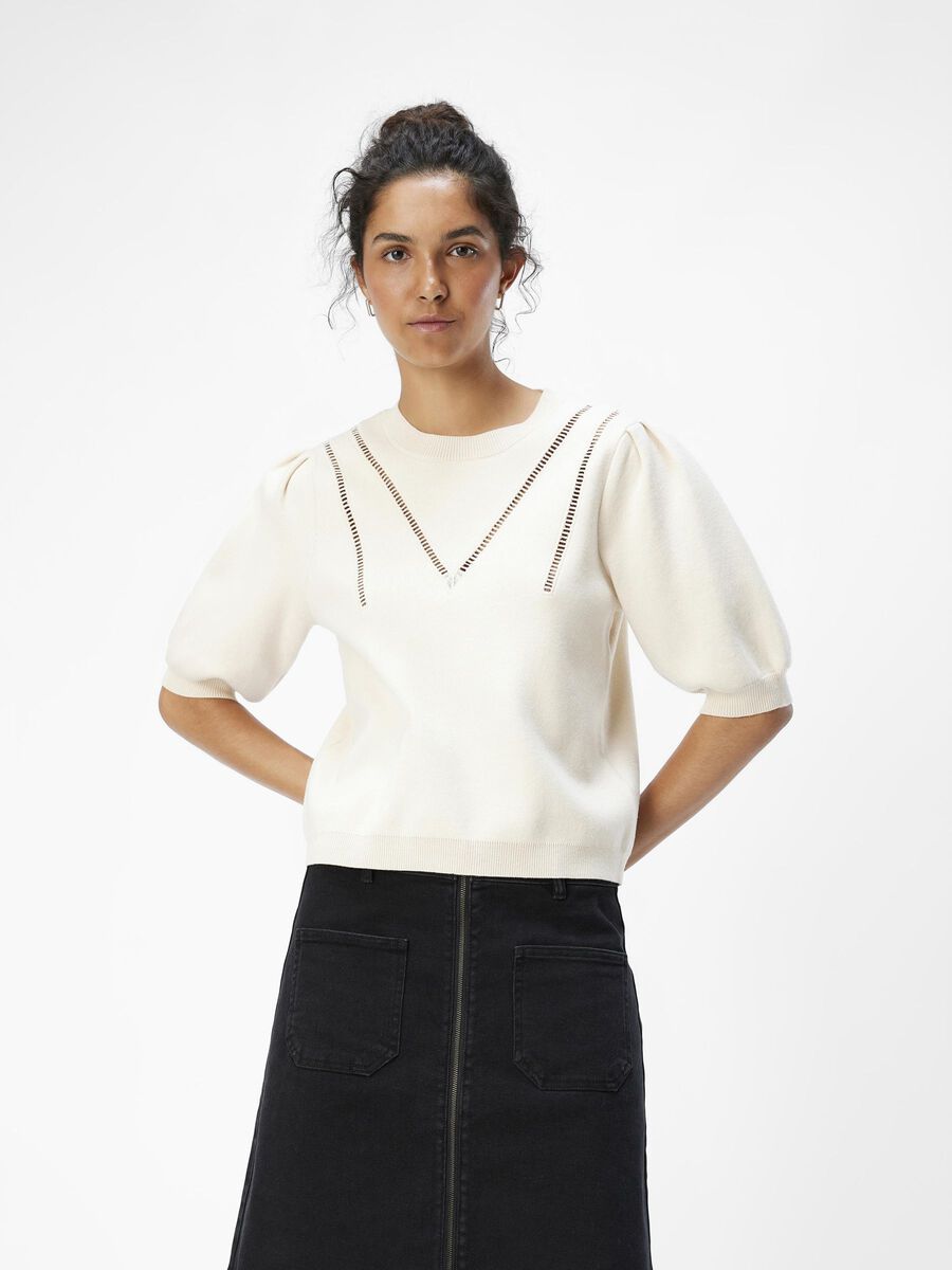 OBJECT PUFF SLEEVED KNITTED TOP, Sandshell, highres - 23044918_Sandshell_003.jpg