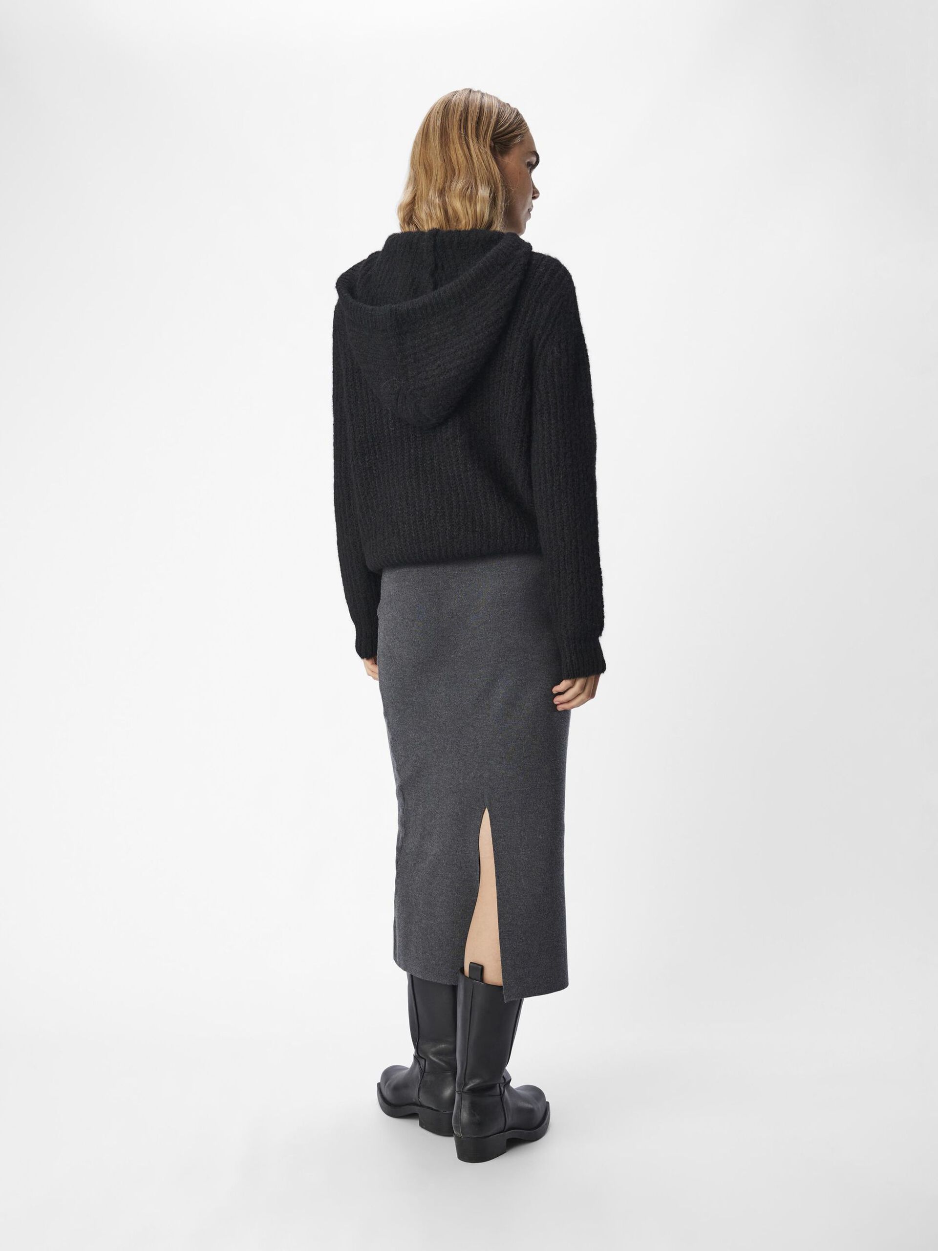 Carousel image - KNITTED HOODIE, Black | 3