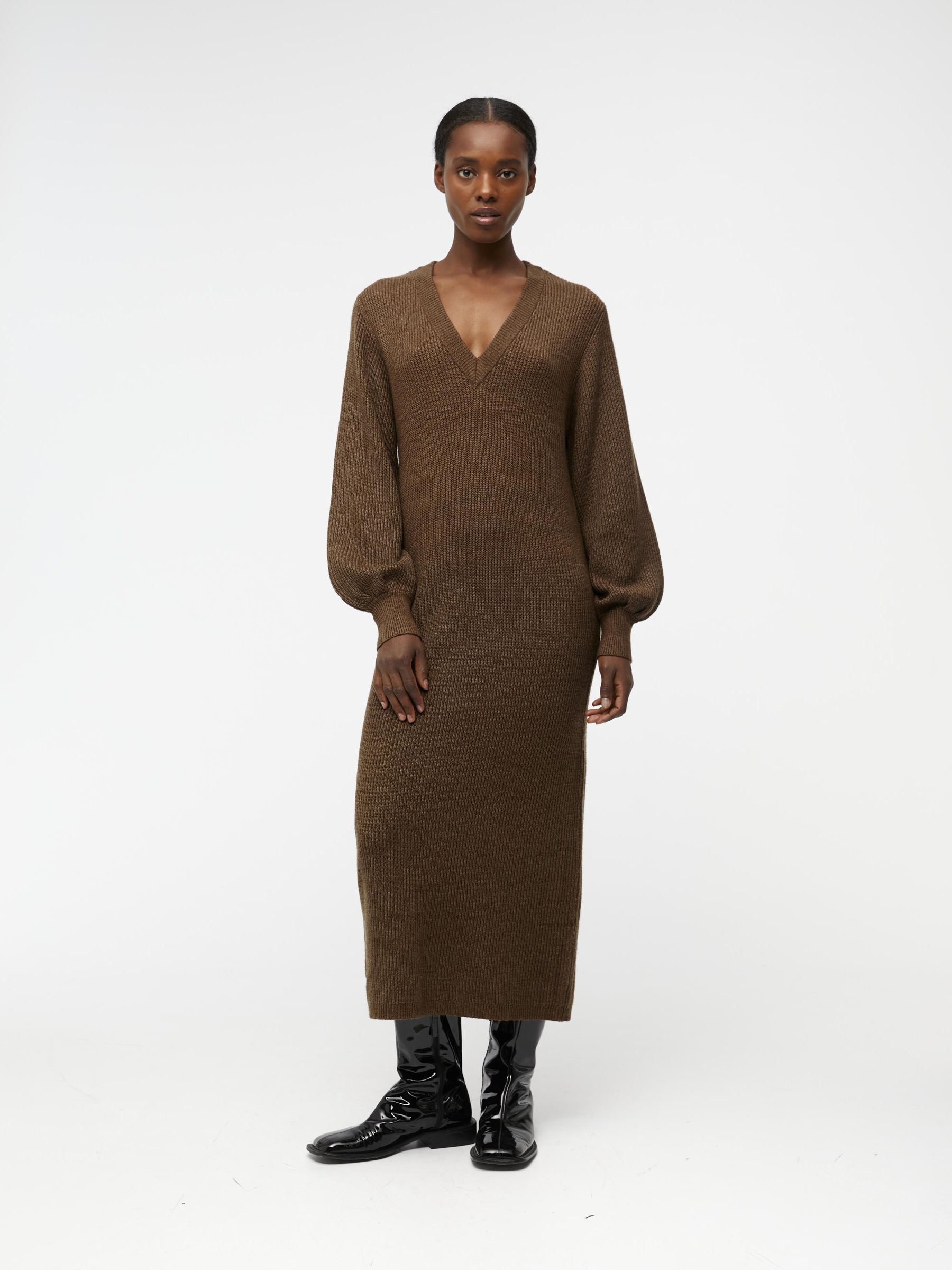 Bruine gebreide jurk best sale