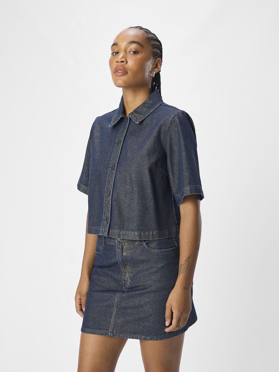 OBJECT COATED DENIM SHIRT, Dark Blue Denim, highres - 23045312_DarkBlueDenim_1146944_003.jpg