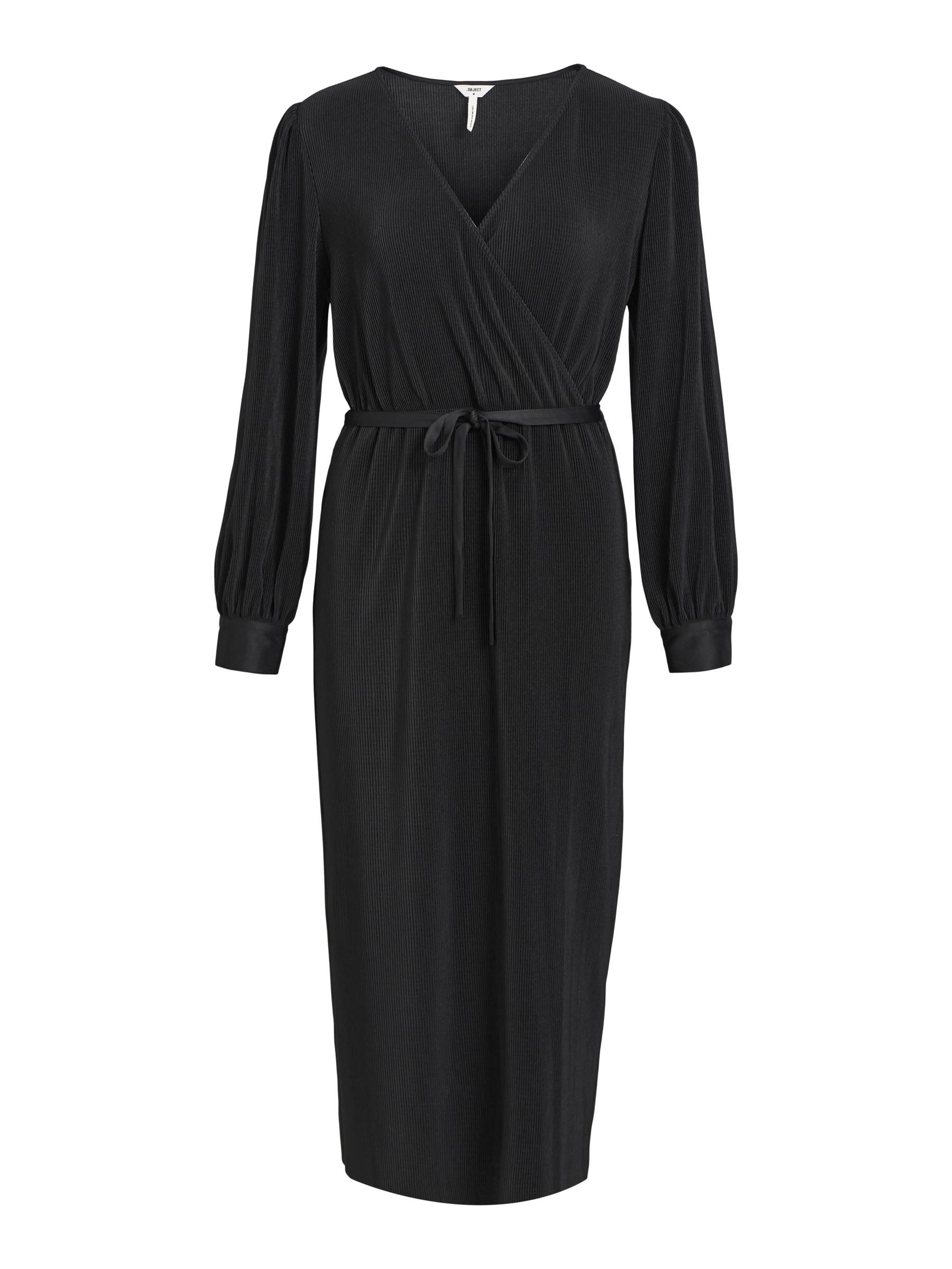 Black plisse midi dress top