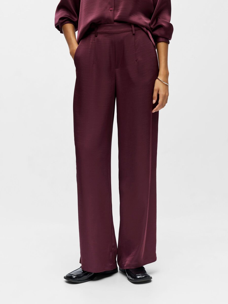 Carousel image - SATIN TROUSERS, Mauve Wine | 2