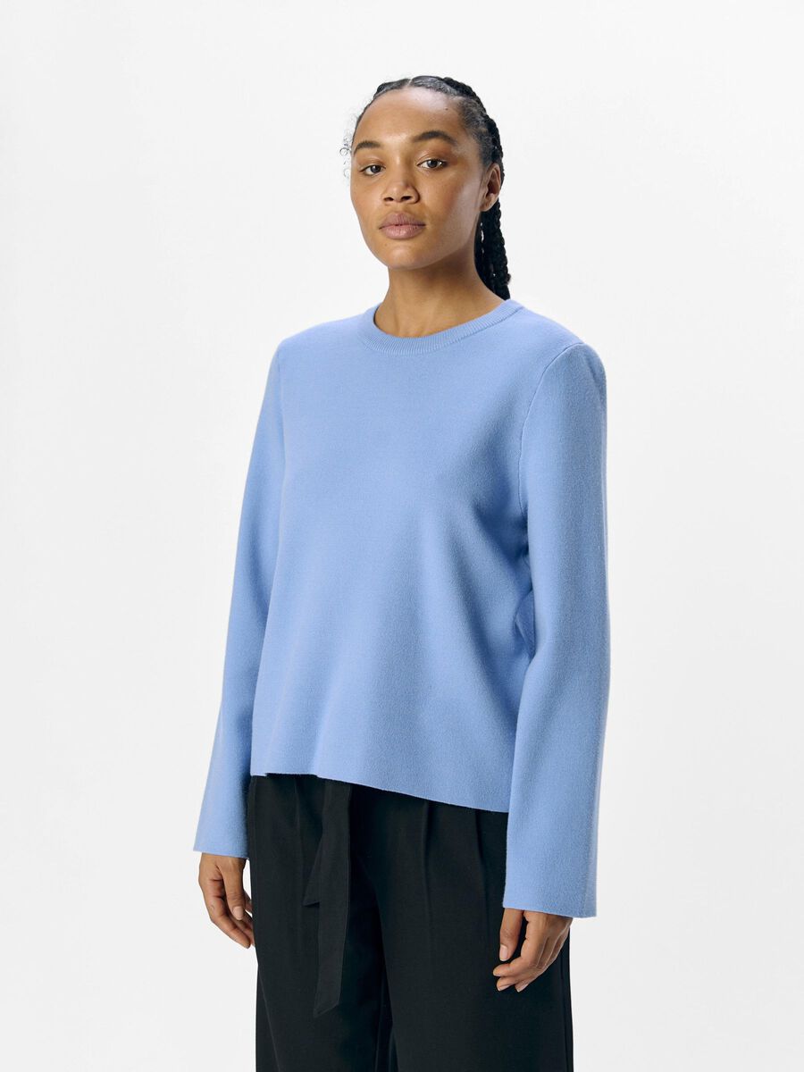 OBJECT LONG SLEEVED KNITTED PULLOVER, Cornflower Blue, highres - 23043511_CornflowerBlue_003.jpg