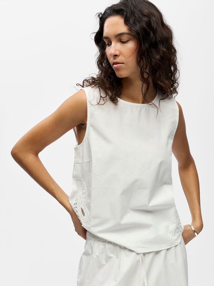 Carousel image - GEDETAILLEERD MOUWLOZE TOP, Cloud Dancer | 6