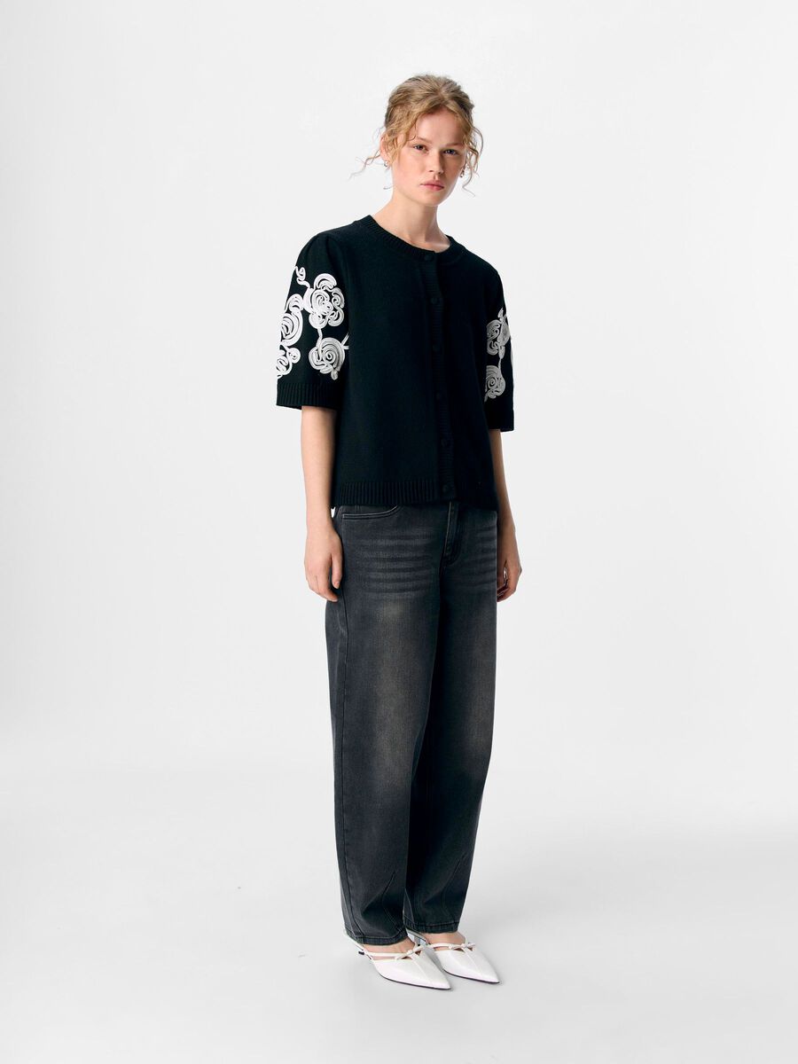 Product carousel image - SHORT SLEEVED KNITTED CARDIGAN, Black | 5