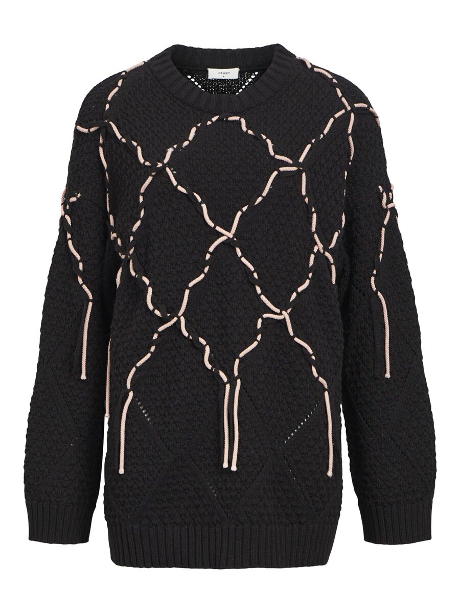 OBJECT LONGLINE KNITTED PULLOVER, Black, highres - 23045331_Black_1146947_001.jpg