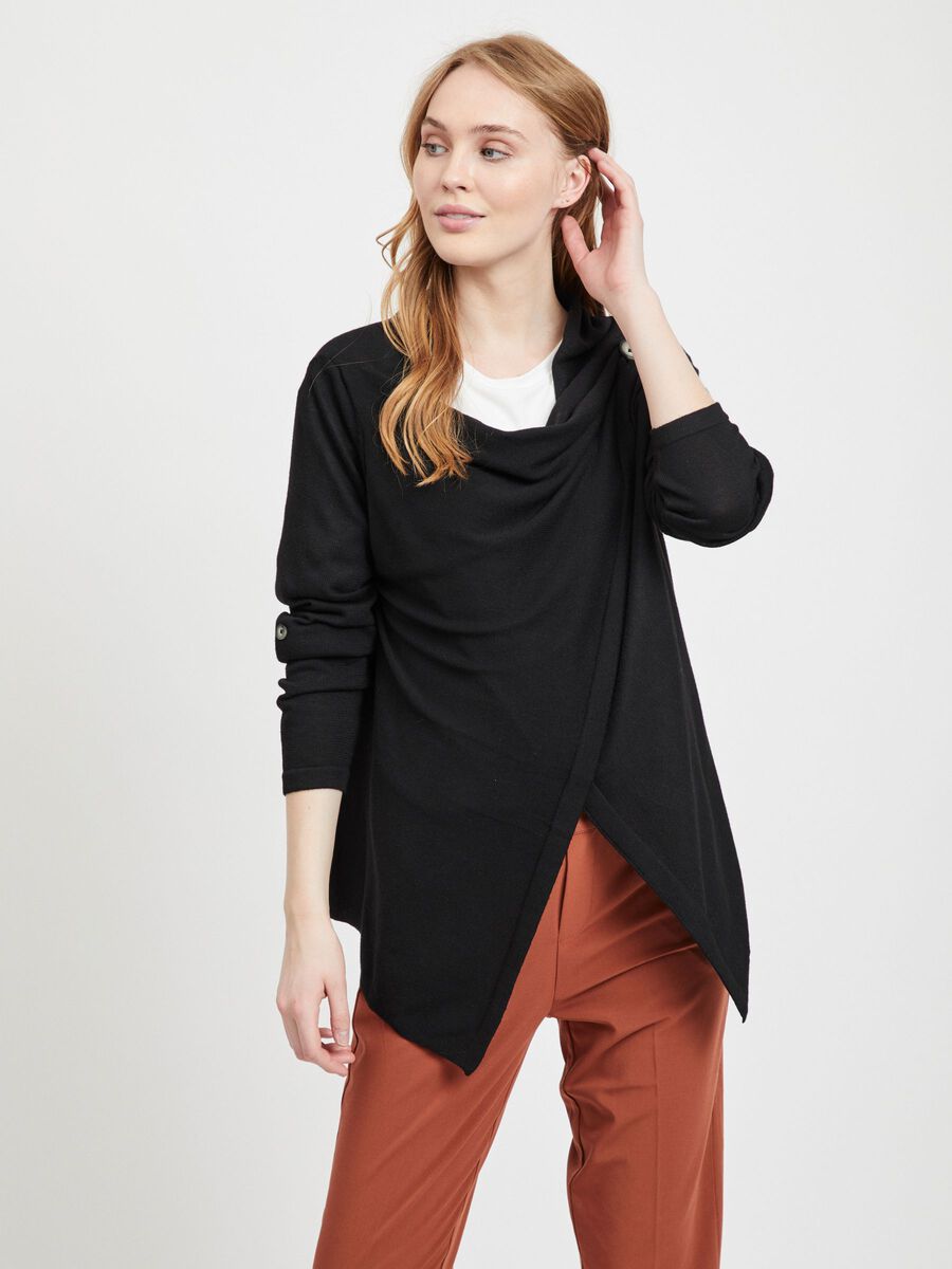 OBJECT WRAP KNITTED CARDIGAN, Black, highres - 23025313_Black_003.jpg