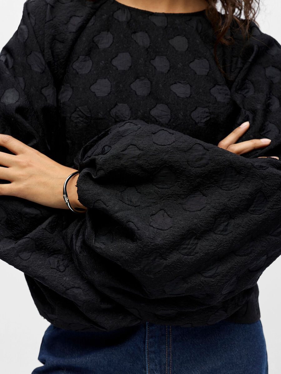Carousel image - BALLOON SLEEVED BLOUSE, Black | 5