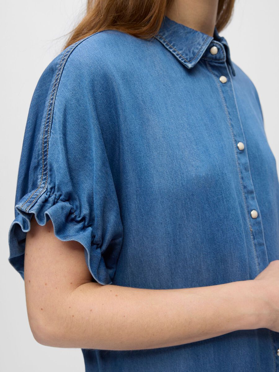 Carousel image - &Agrave; MANCHES COURTES ROBE LONGUE, Medium Blue Denim | 5