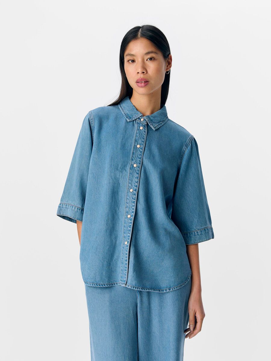 OBJECT KORTE MOUWEN SPIJKERBLOUSE, Light Blue Denim, highres - 23046164_LightBlueDenim_003.jpg
