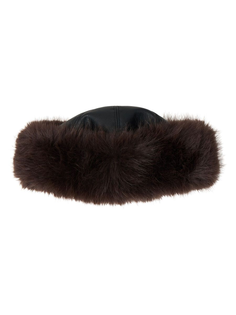 Product carousel image - FAUX FUR HAT, Seal Brown | 3