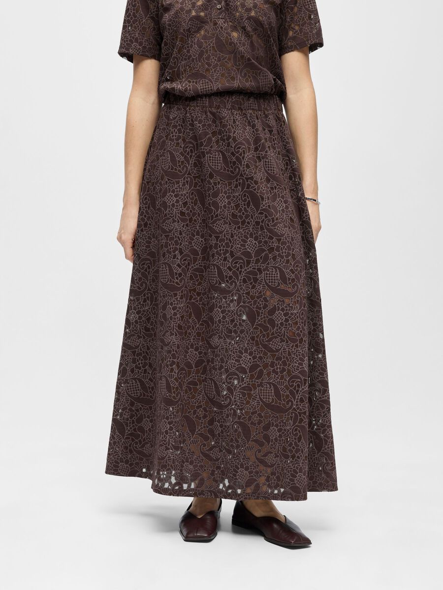 Carousel image - EMBROIDERED MAXI SKIRT, Seal Brown | 2