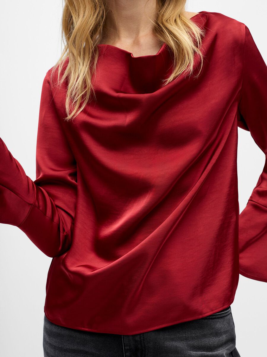 Carousel image - COWL NECK TOP, Karanda Red | 5